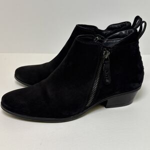 Paul Green Travis Black Suede Ankle Booties Studded Back Almond Toe UK 3 US 5.5